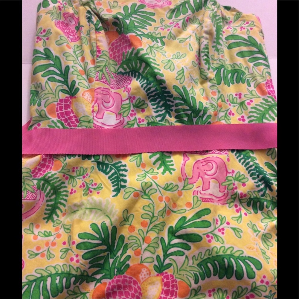 Lilly Pulitzer Sienna Dress in Pink Paradise Lemon Sorbet Strapless 8 EUC
